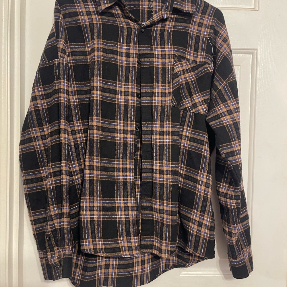 Vtg dodgers tee and flannel upcycle Shirt with Graphic Back Patch - Picture 2 of 3